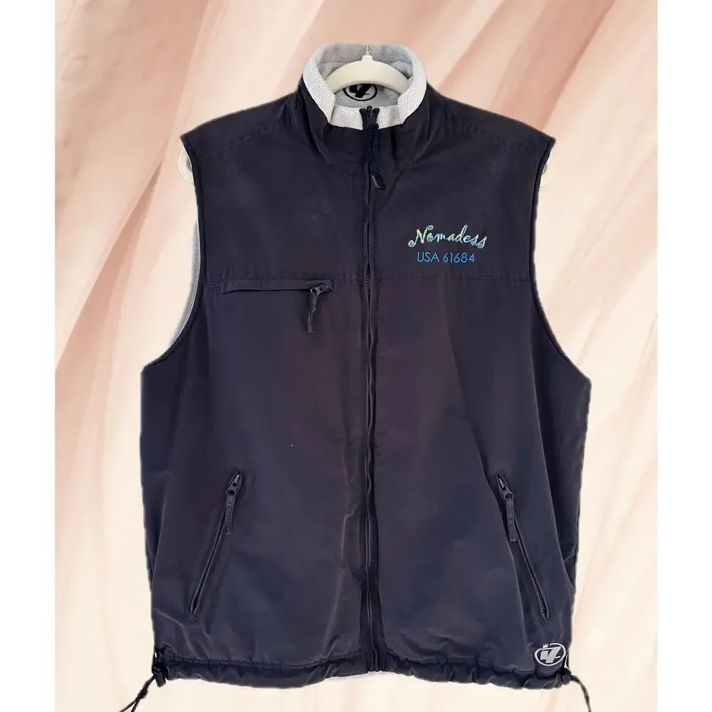 Reversible Vest Navy and Gray Fleece Size M